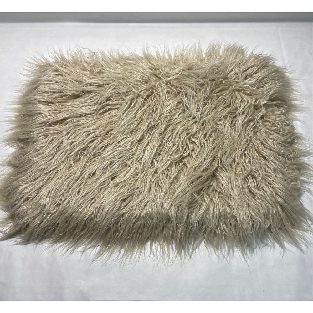 Pottery Barn Mongolian Faux Fur Lumbar Pillow Cover- Clay 14" × 20"